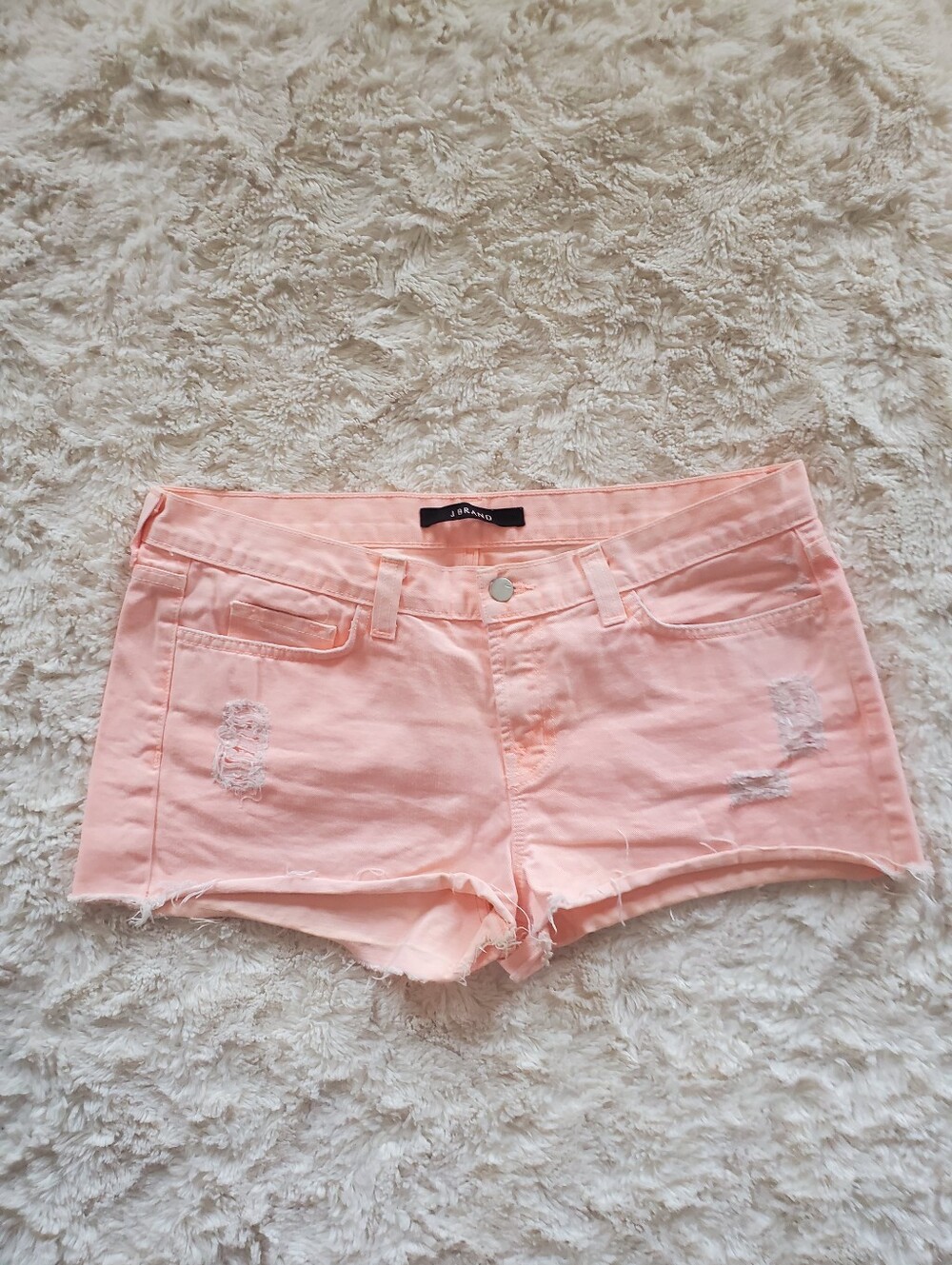 J Brand Women's Pink/Orange Distressed Cut Off Denim Shorts 30